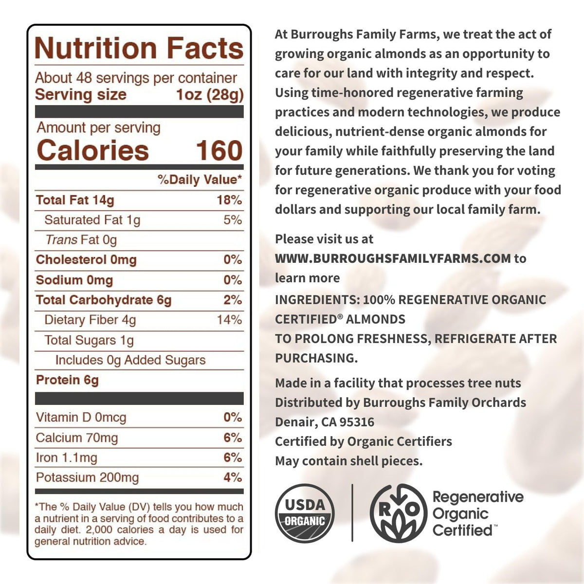 Organic Raw Almonds – Regenerative, Non-GMO Snack