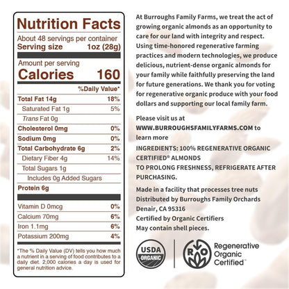 Organic Raw Almonds – Regenerative, Non-GMO Snack