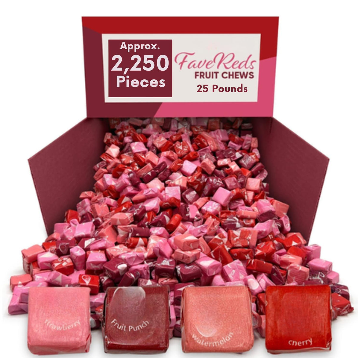 Chewy Fruit Candy Squares – Assorted Red Flavors