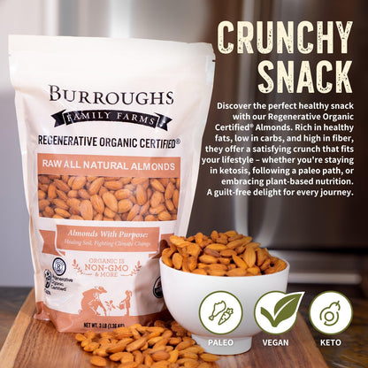 Organic Raw Almonds – Regenerative, Non-GMO Snack