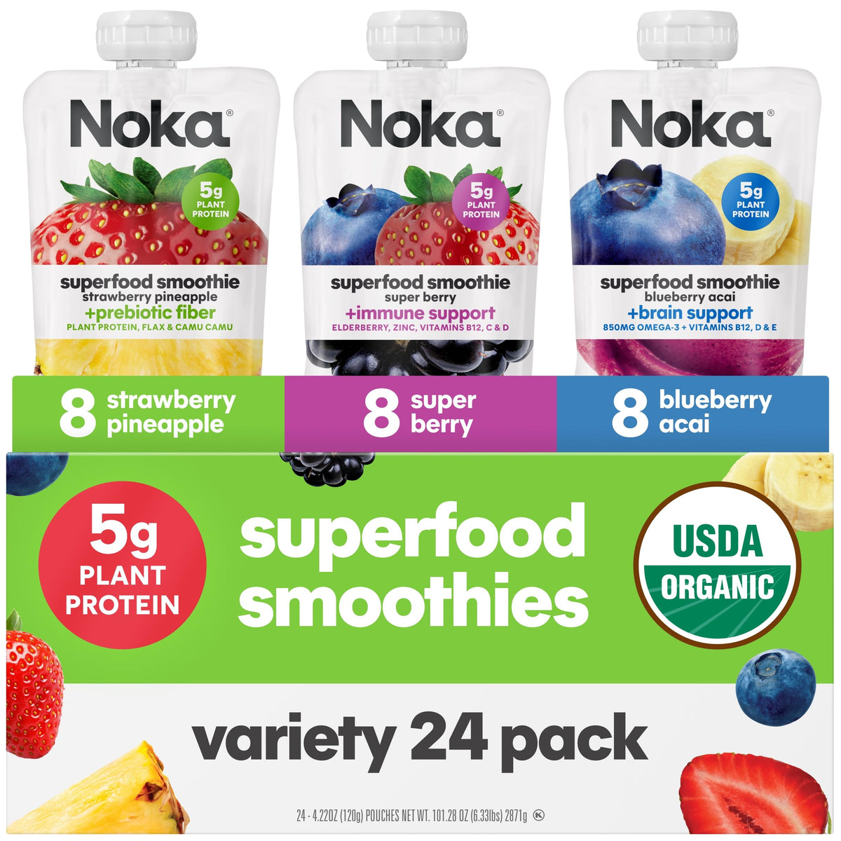 Organic Fruit Smoothie Pouches – Superfood Variety Pack