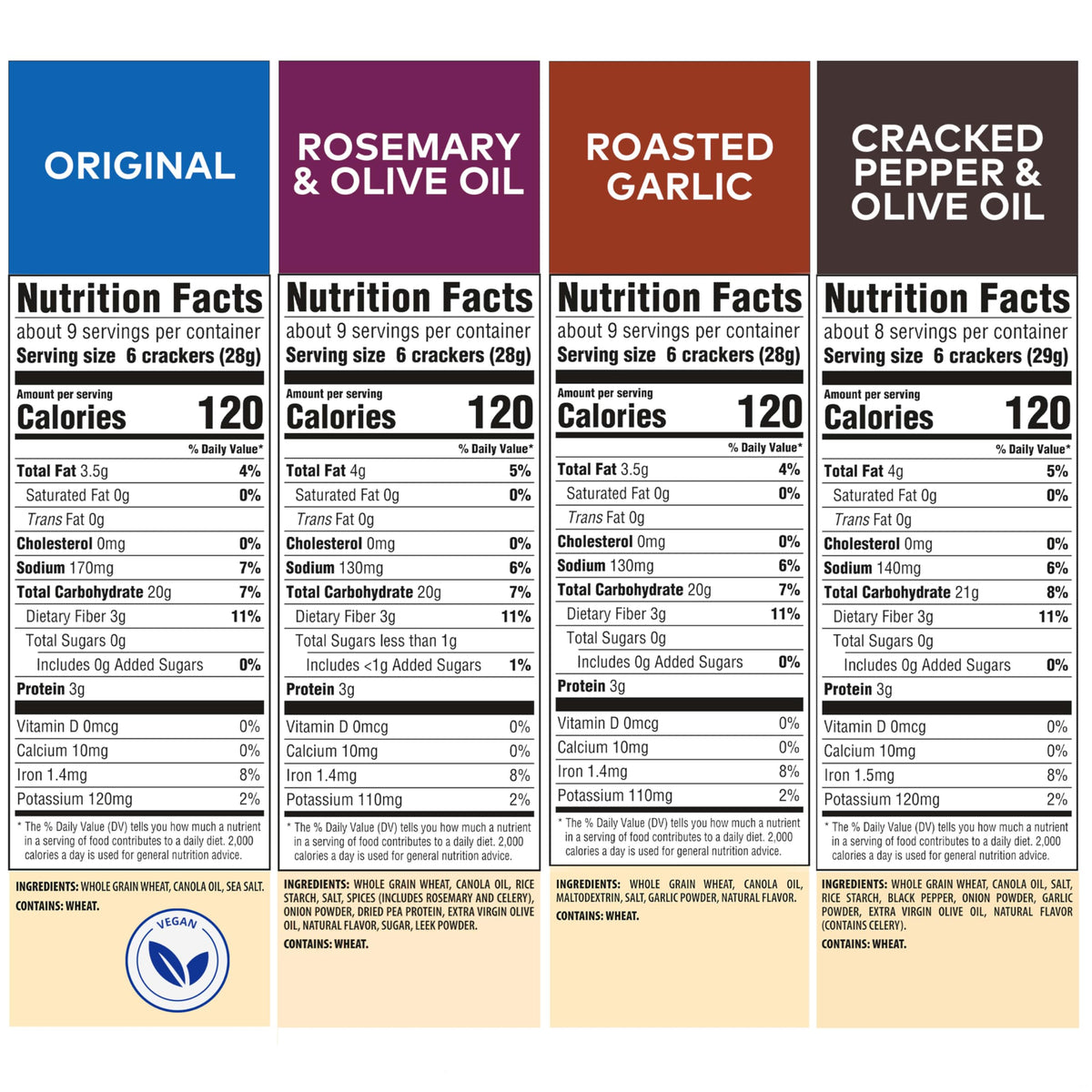 Whole Grain Wheat Crackers – 4-Flavor Variety Pack