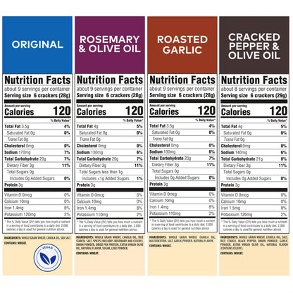 Whole Grain Wheat Crackers – 4-Flavor Variety Pack