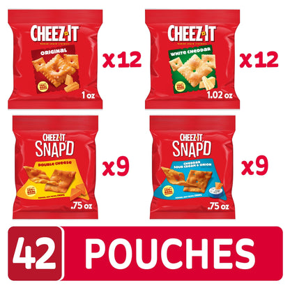 Cheez-It Cheese Crackers, Baked Snack Crackers, Lunch Snacks, Variety Pack (42 Packs)