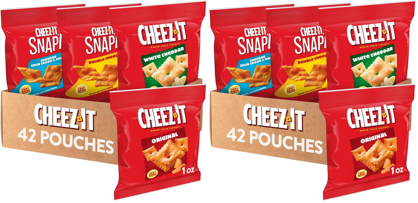 Cheez-It Cheese Crackers, Baked Snack Crackers, Lunch Snacks, Variety Pack (42 Packs)