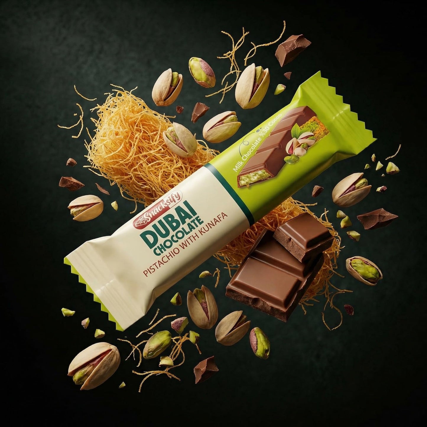 Dubai Chocolate Bars – Pistachio Kunafa, 24-Pack