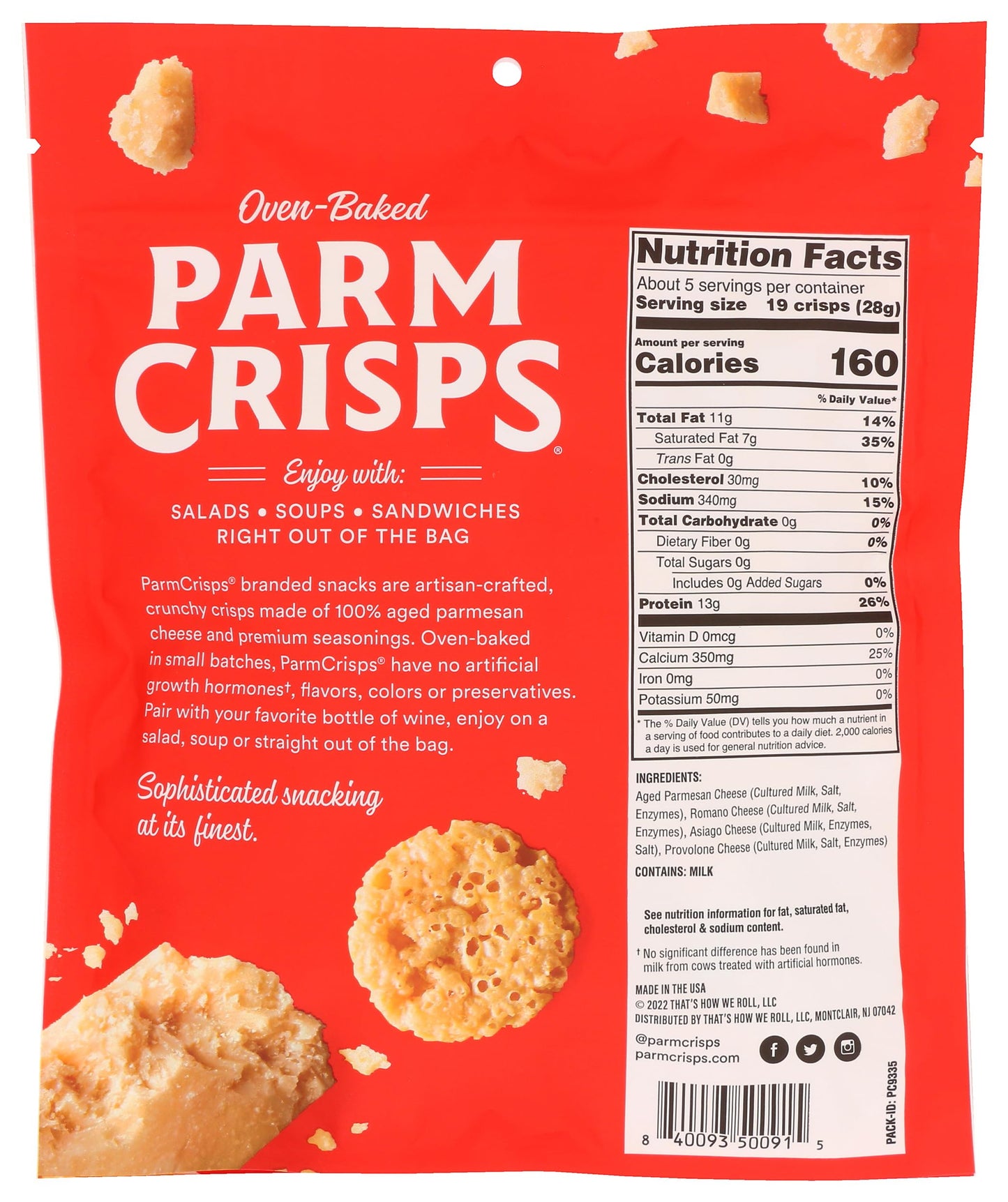 Four Cheese Crisps – Crunchy Baked Snack, 5 oz