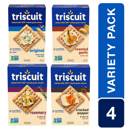 Whole Grain Wheat Crackers – 4-Flavor Variety Pack