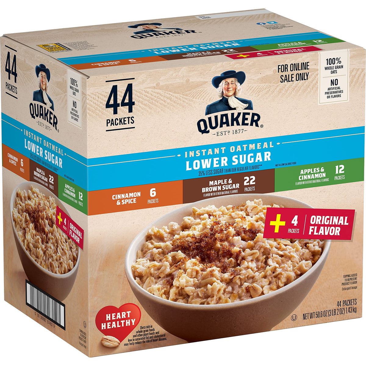 Instant Oatmeal – Maple Brown Sugar, 48 Packets