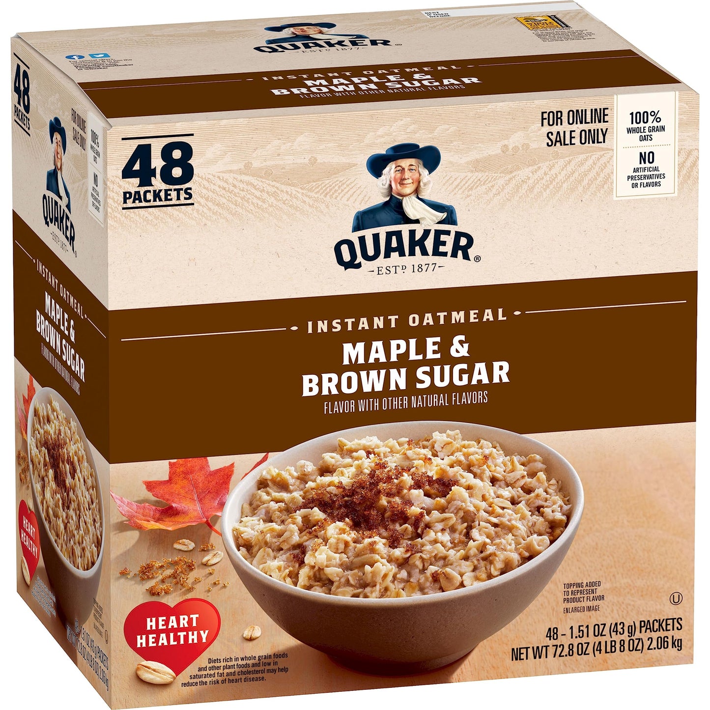 Instant Oatmeal – Maple Brown Sugar, 48 Packets