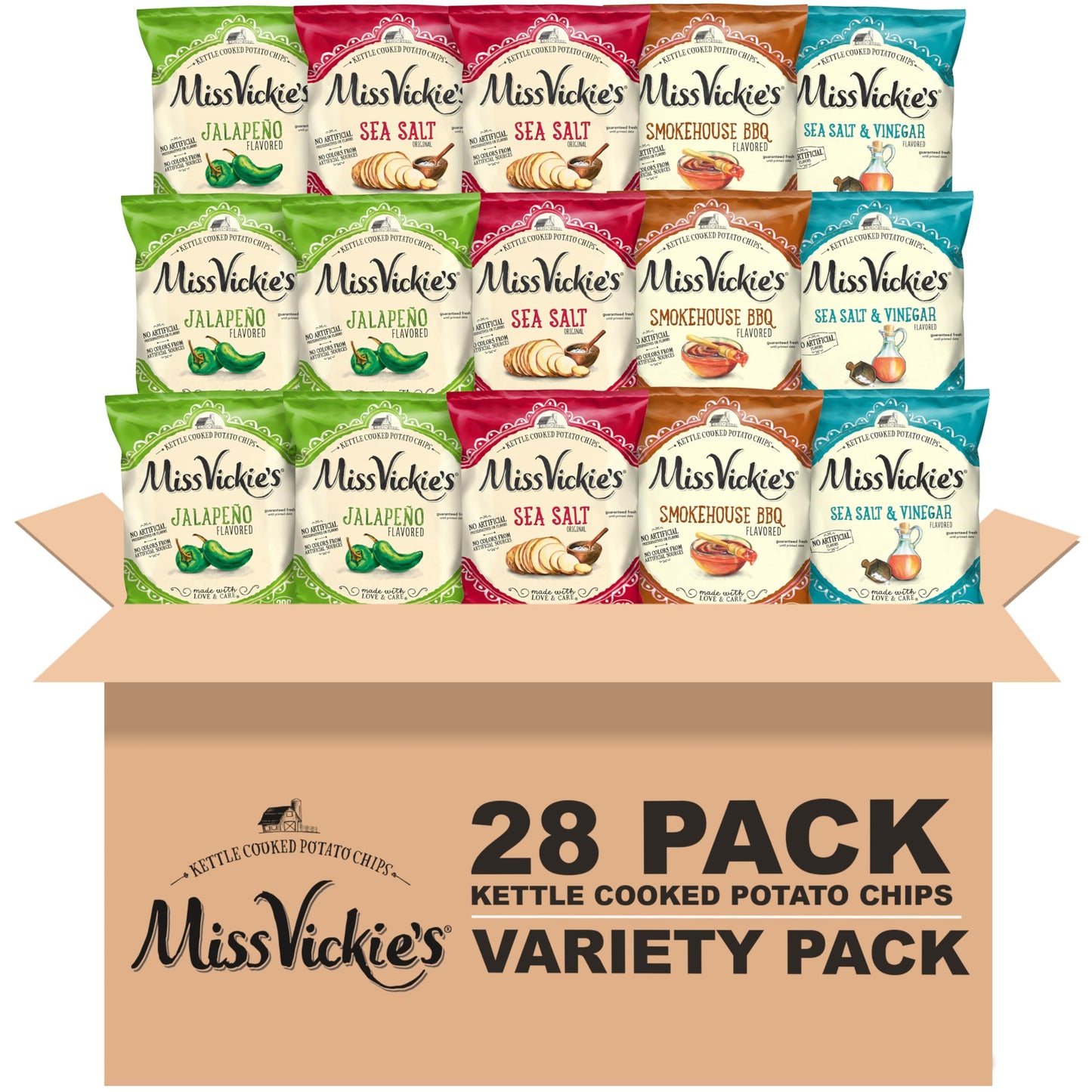 Kettle Cooked Potato Chips – 28-Pack Variety
